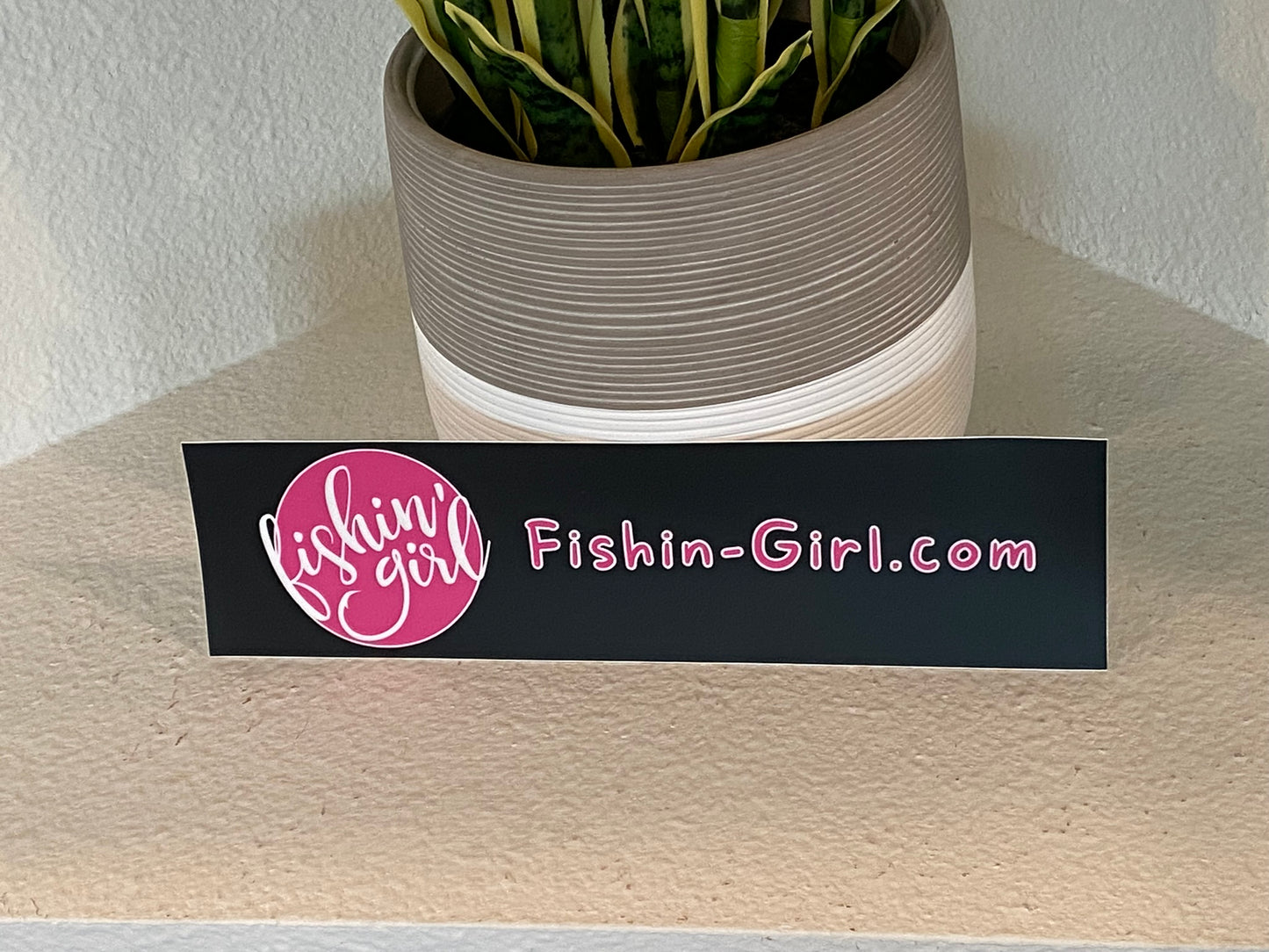 Fishin' Girl Bumper Sticker (11.5x3 in)