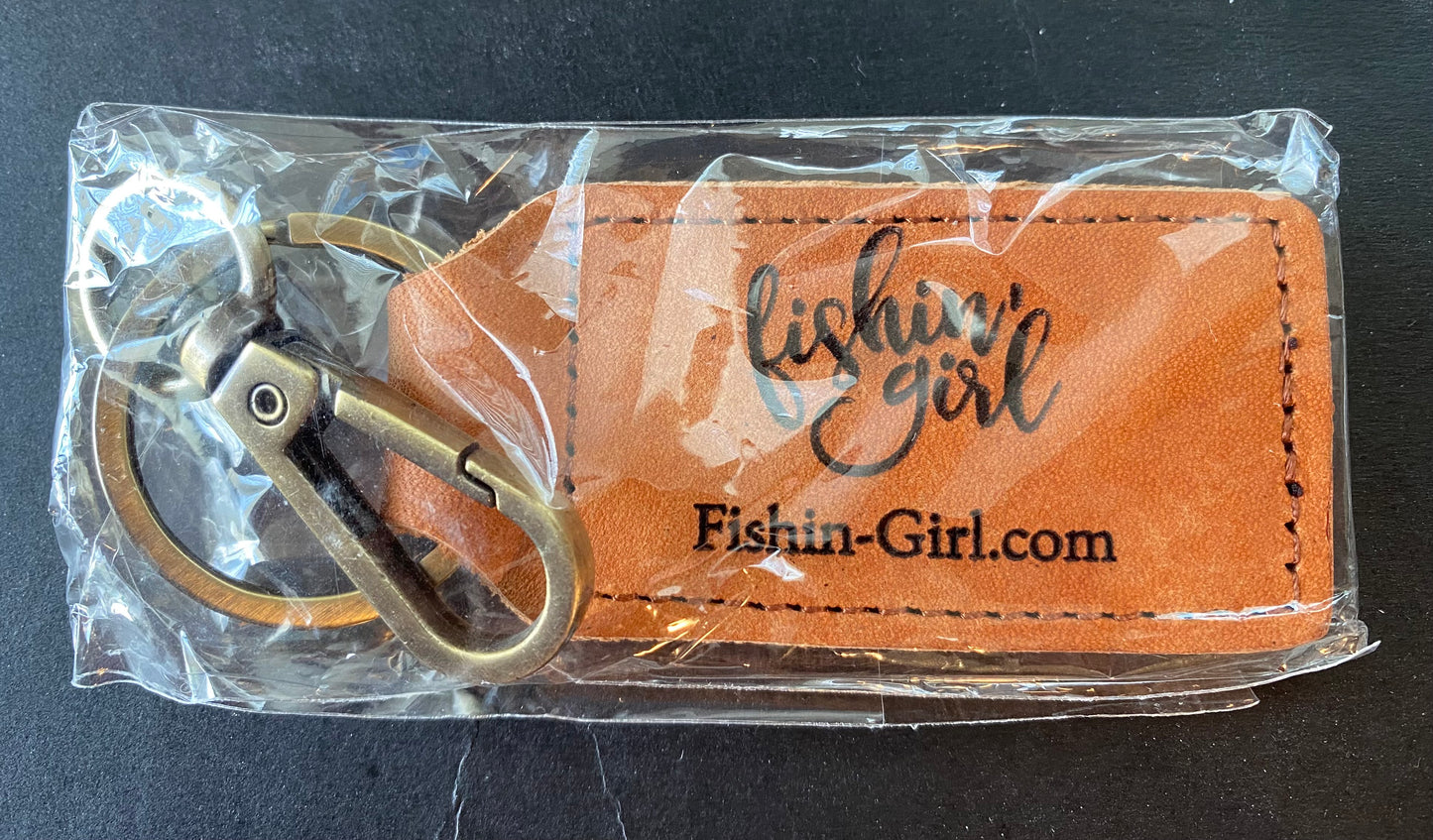 Fishin' Girl Leather Keychain